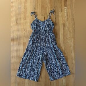 GAP Floral Linen-Blend Tie-Shoulder Corset Cami Jumpsuit